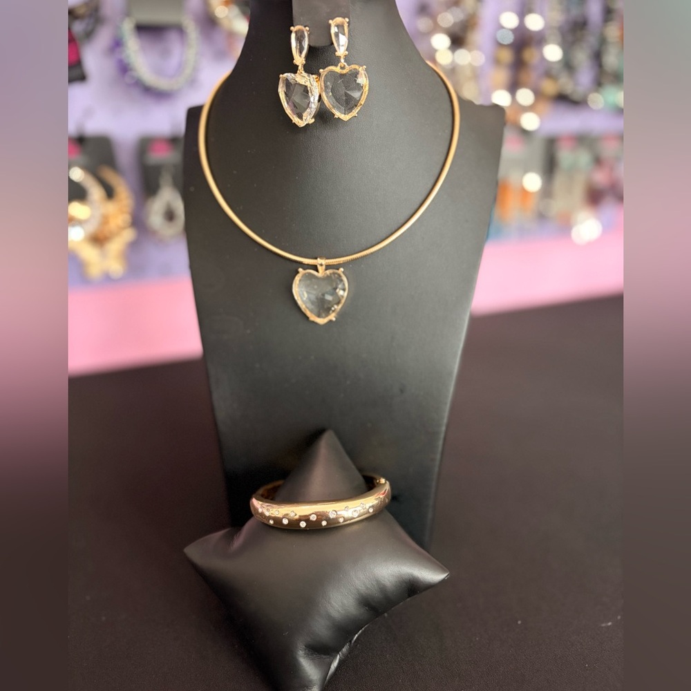 Gold and Silver Heart Earrings